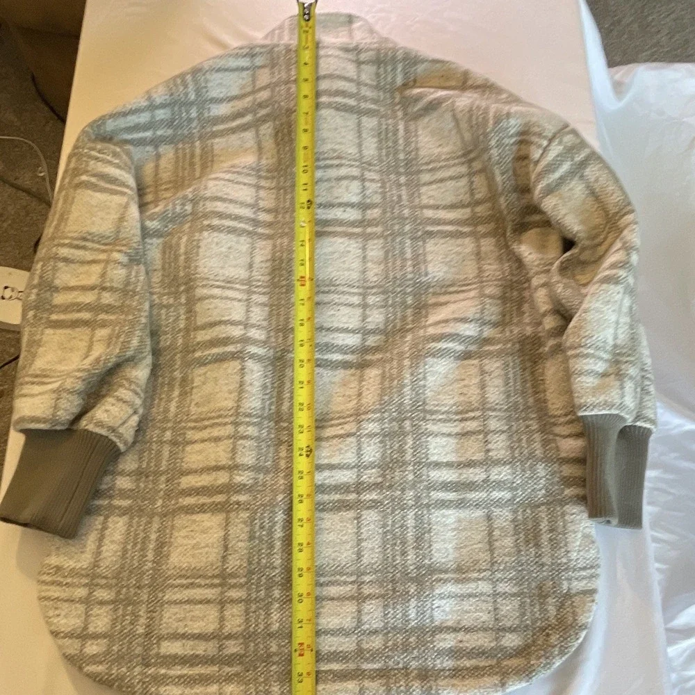 Steve Madden Women's Gray Plaid Collared Zip/Snap Jacket w/ Pockets M - Picture 12 of 13
